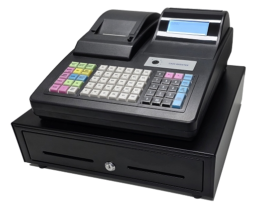 Electronic cash register with thermal printer, full keypad, customer display and cash drawer